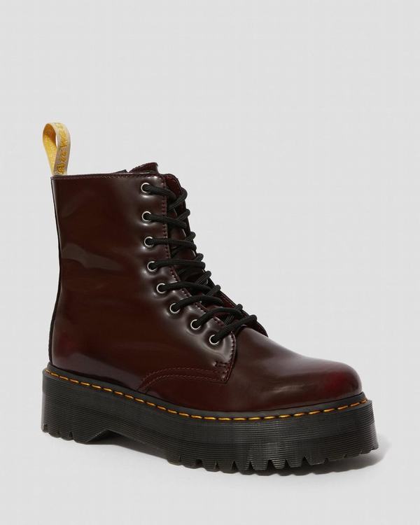 Dr Martens Dámské Boty Na Platformě Vegan Jadon Ii Červené, CZ-298406